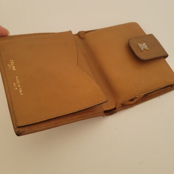 Celine Vintage Bifold Leather Beige Tan Wallet Medium Folding Card Bill Holder - Picture 4 of 13